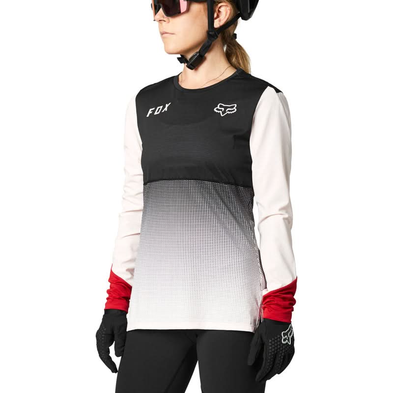 Koszulka Rowerowa Fox Lady z Długim Rękawem Flexair Black/Pink | RideHub