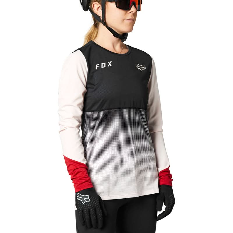 Koszulka Rowerowa Fox Lady z Długim Rękawem Flexair Black/Pink | RideHub