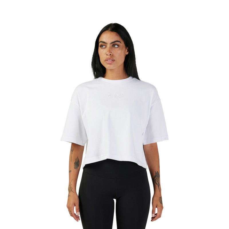 T-Shirt Fox Lady Wordmark Os Crop White