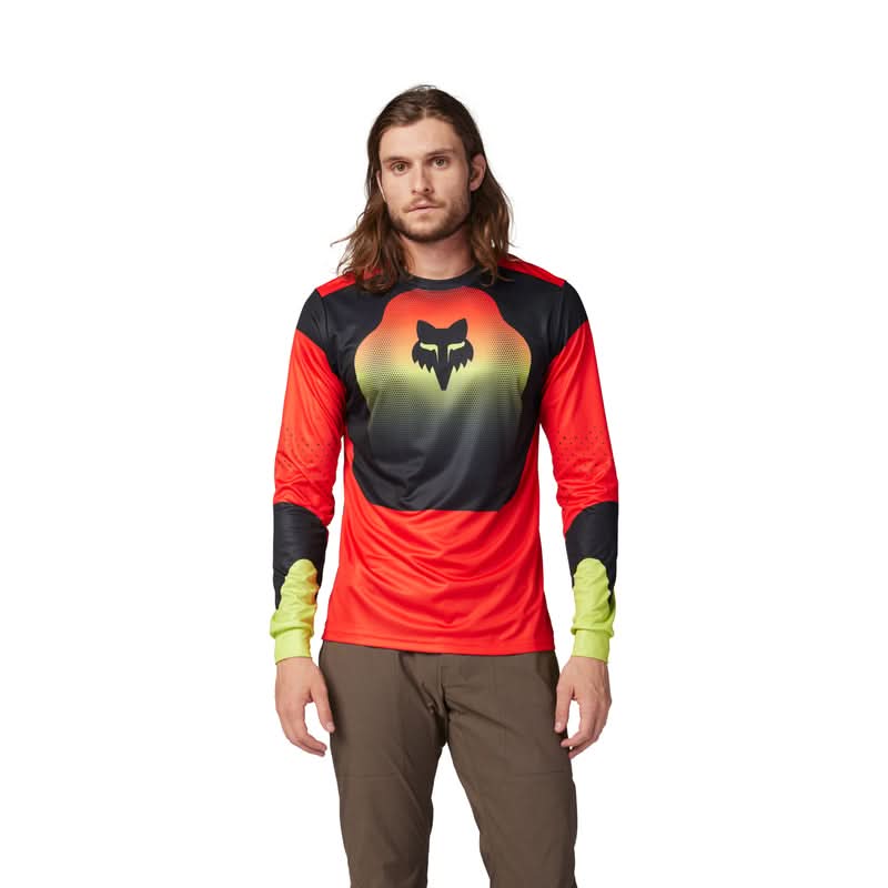 Koszulka Rowerowa Z Długim Rękawem Fox Ranger Revise Red/Yellow | RideHub