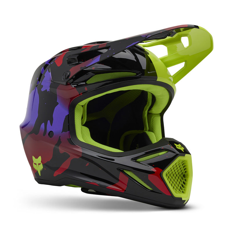 Kask Fox V3 Throttle Fluo Yellow