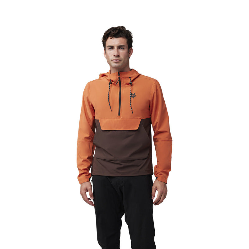 Bluza Rowerowa Z Kapturem Fox Ranger Wind Pullover Atomic Orange