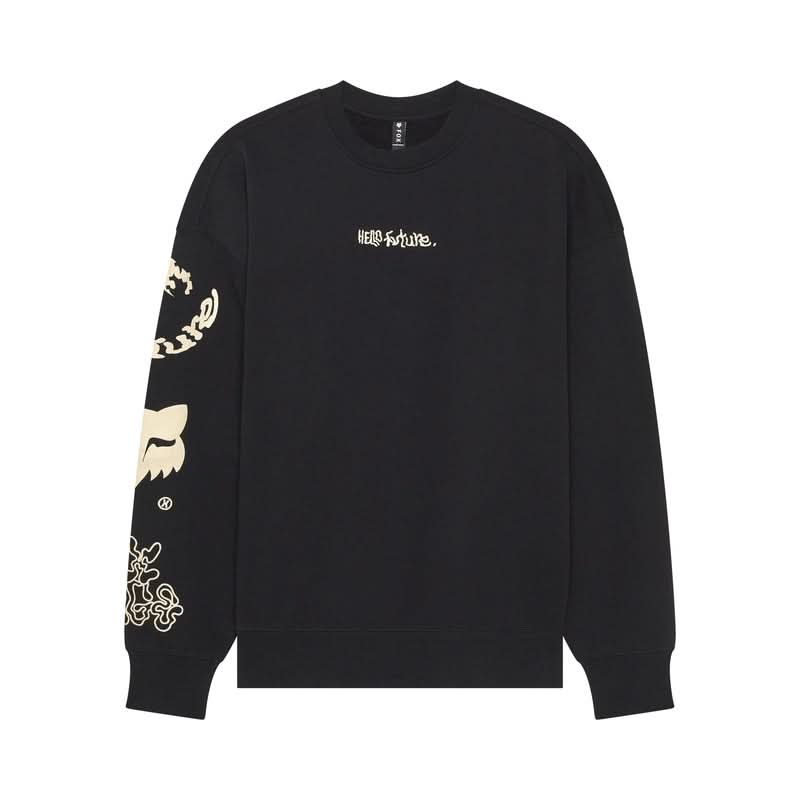 BLUZA Z KAPTUREM FOX HELLO FUTURE OVERSIZEDCREW BLACK