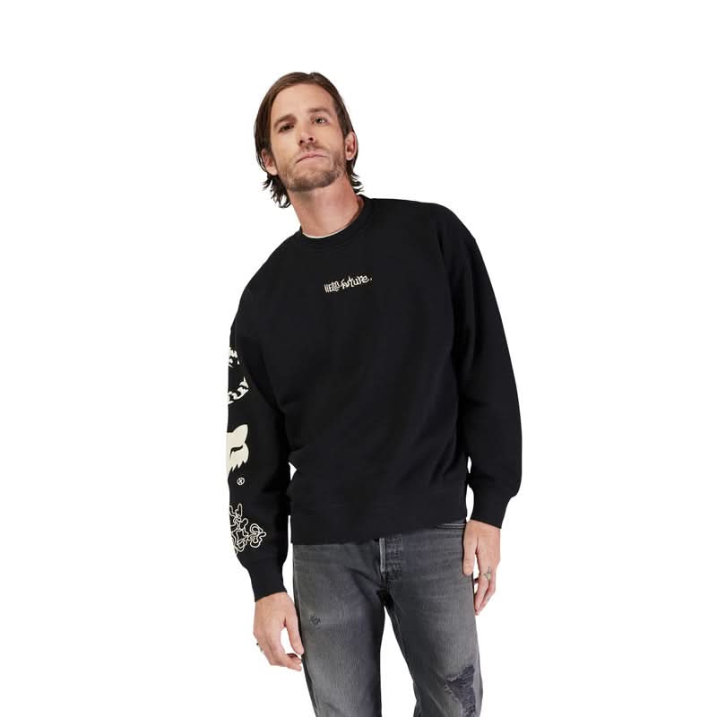 BLUZA Z KAPTUREM FOX HELLO FUTURE OVERSIZEDCREW BLACK