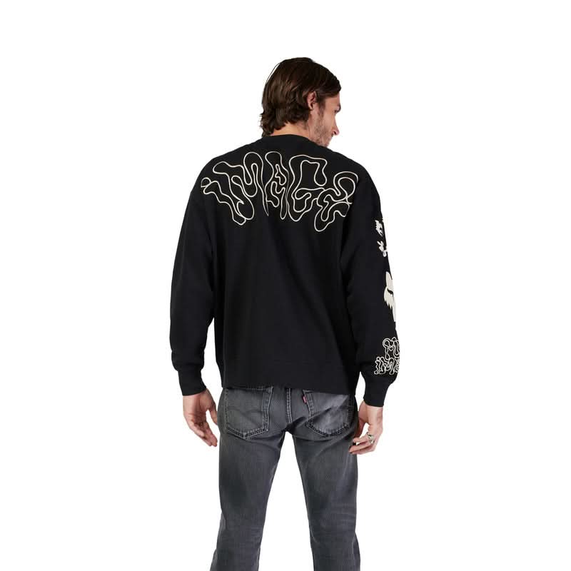 BLUZA Z KAPTUREM FOX HELLO FUTURE OVERSIZEDCREW BLACK