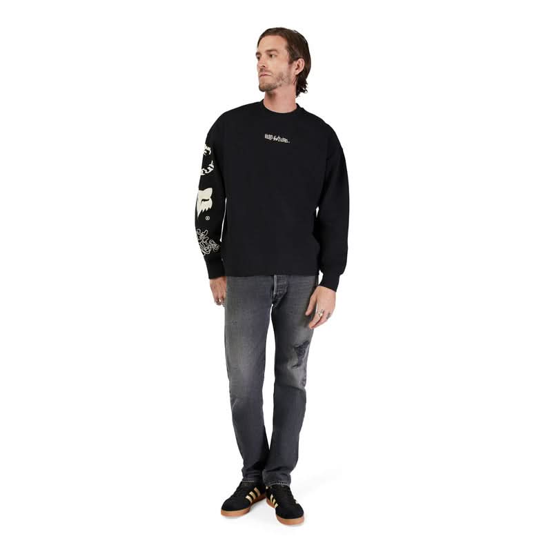 BLUZA Z KAPTUREM FOX HELLO FUTURE OVERSIZEDCREW BLACK