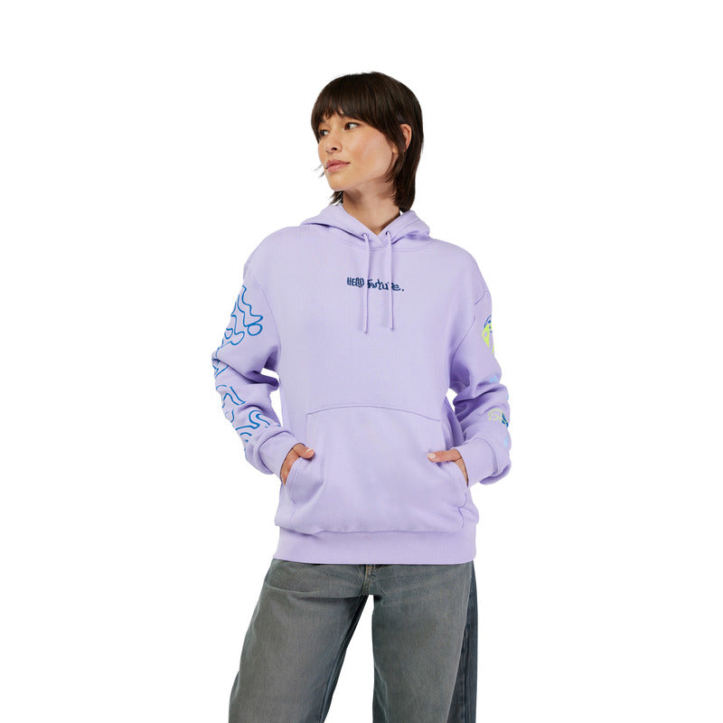 BLUZA Z KAPTUREM FOX LADY HELLO FUTURE FLEECE PO LILAC