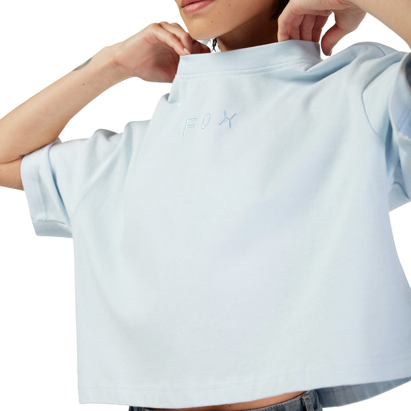 T-SHIRT FOX LADY WORDMARK OS CROP TEE PALE BLUE