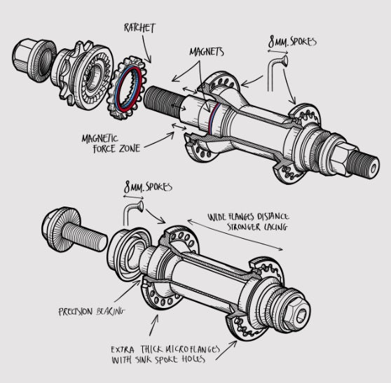 Zestaw piast BMX Fly Bikes Magneto CrMo Male Hub Set | RideHub