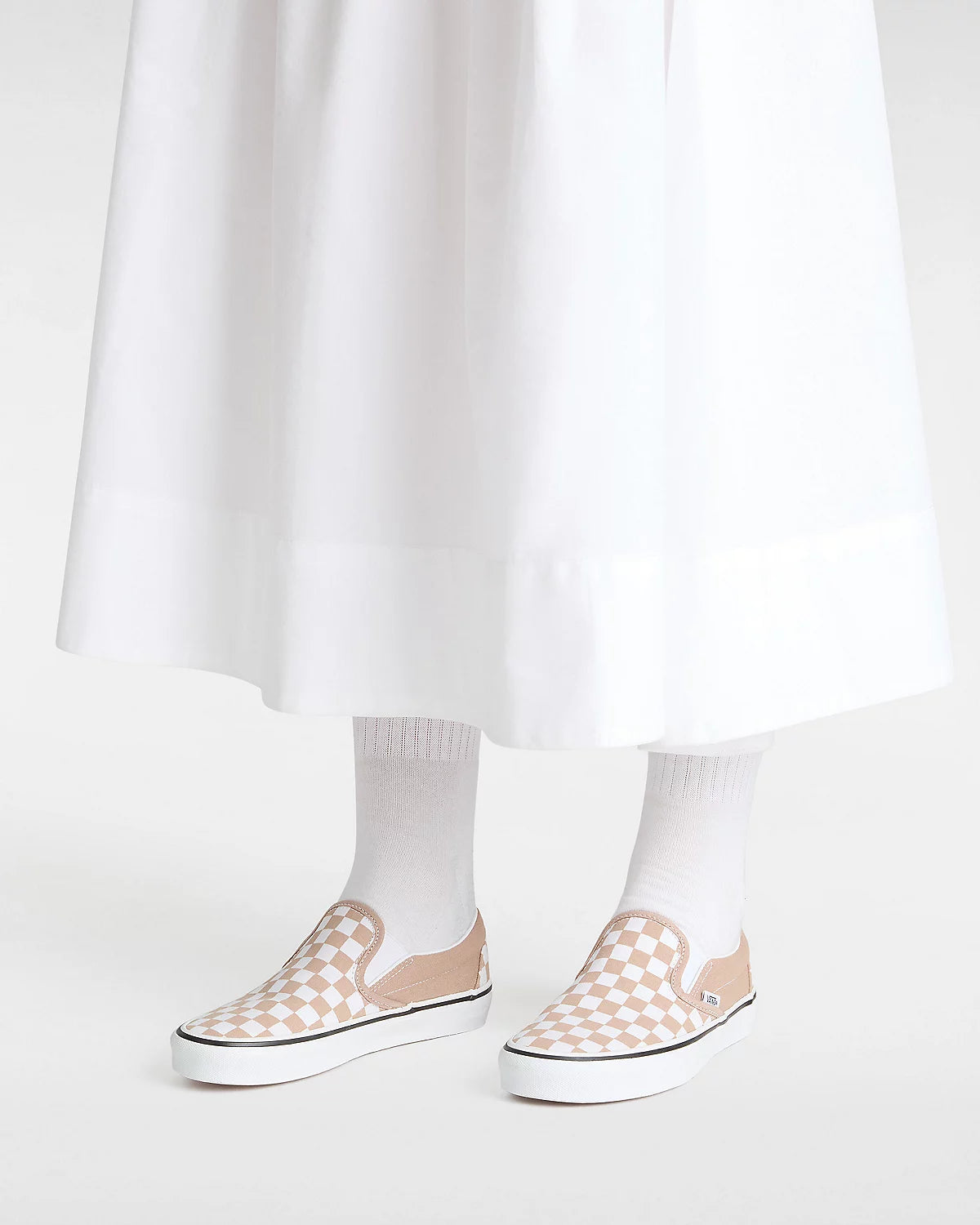 Buty Vans Classic Slip-On Checkerboard Beige/White | RideHub