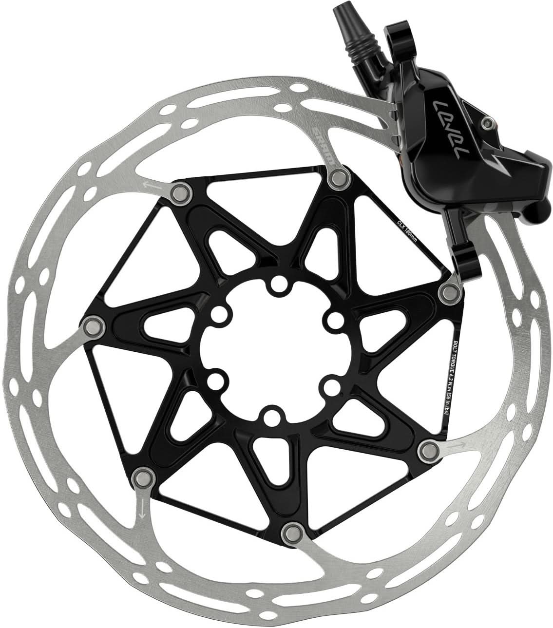 SRAM Bremse Level Silver Stealth - vorne schwarz, 950mm Leitung, 2 Kolben ohne Rotor/Adapter