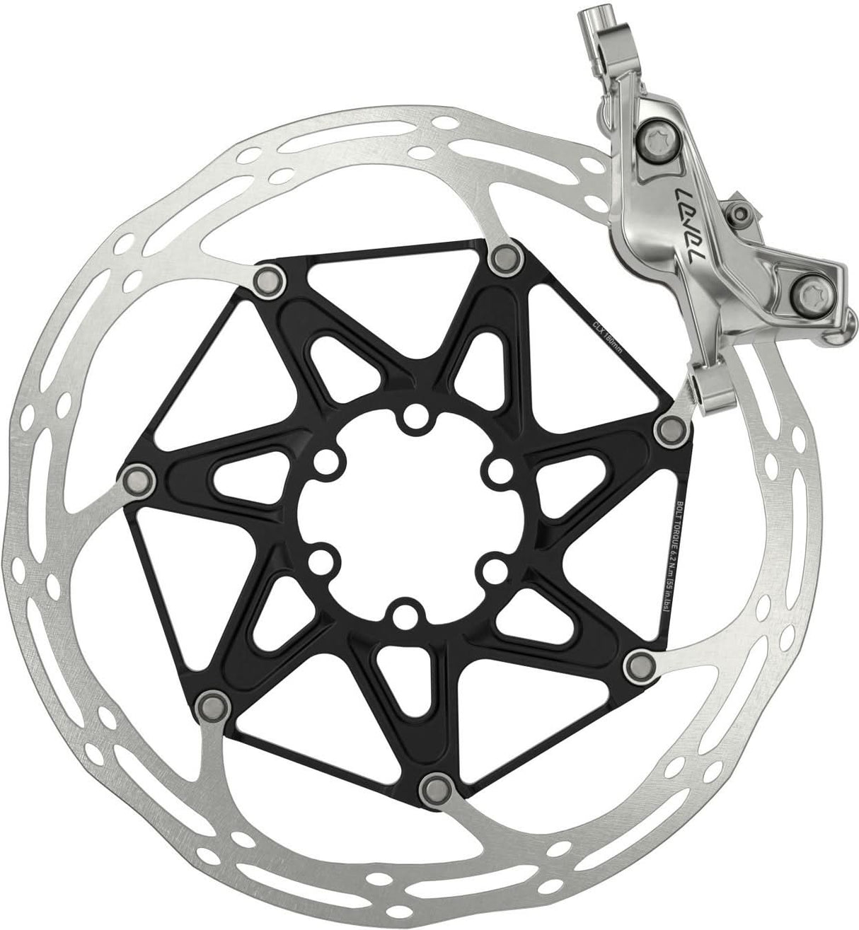 SRAM Bremse Level Ultimate Stealth-vorne silber, 950mm Leitung, 4 Kolben ohne Rotor/Adapter