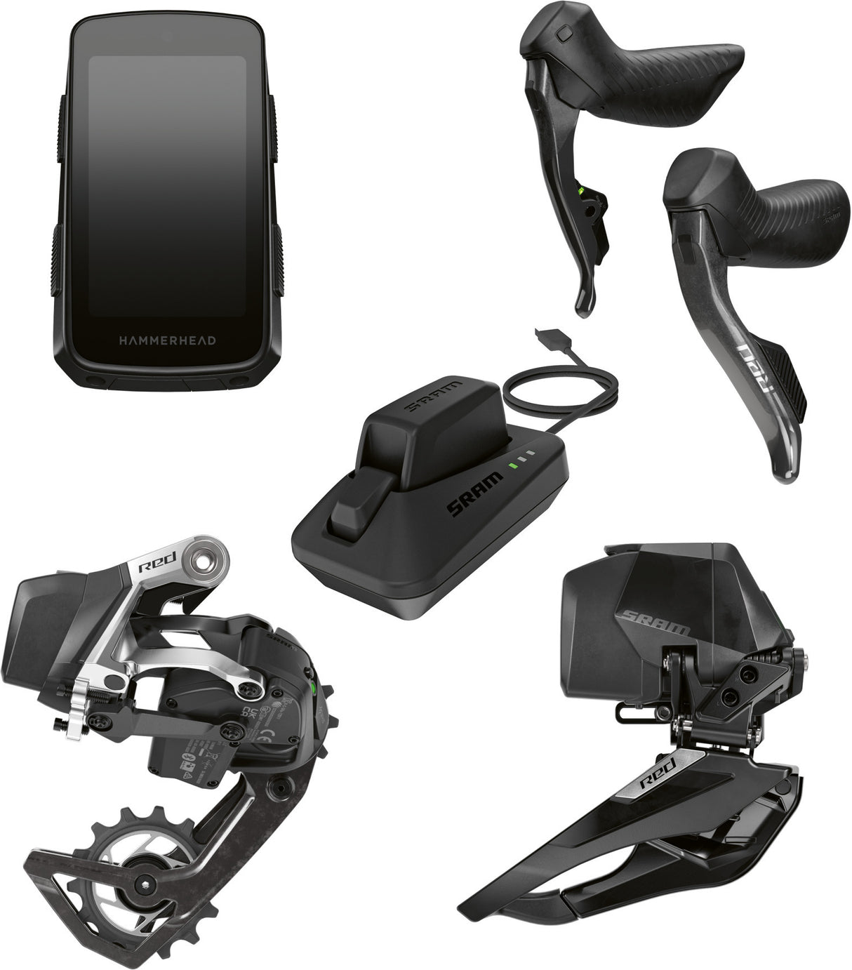 Grupa osprzętu SRAM RED AXS Hammerhead 2x – bez korby, hydrauliczne hamulce, 36T | RideHub