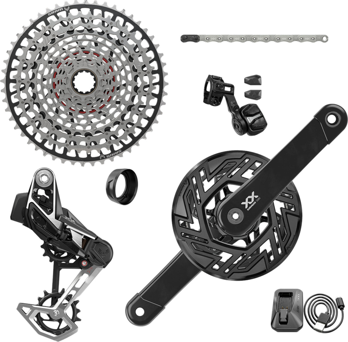 SRAM Kit XX AXS Eagle Transmission 175mm DUB Wide, 32T, 10-52T, inkl. Ladegerät, Batterie & Kette