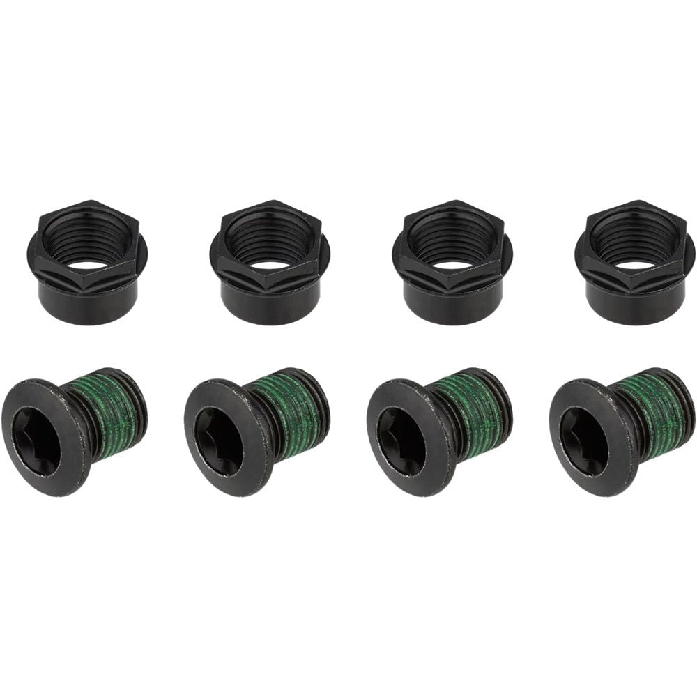 Zestaw śrub do tarczy korby SRAM 4-ramiennej, długie, stalowe, czarne, E-MTB (104BCD) | Ride Hub