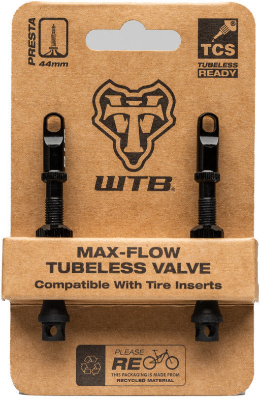 TCS AL Max-Flow Presta Valve 44mm, black 2 pcs.