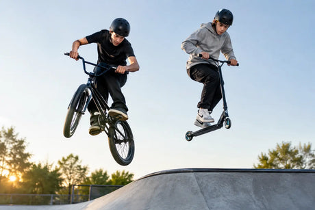 Bezpieczne lądowanie na hopie w BMX i hulajnodze