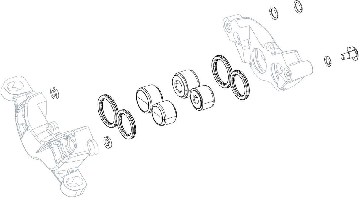 DISC BRAKE CALIPER PISTON KIT - (INCLUDES 2-16mm &2-14mm CALIPER PISTONS, SEALS